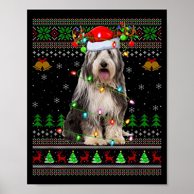 Bearded Collie Dog Ugly Christmas Sweater Holiday  Poster (Framsidan)