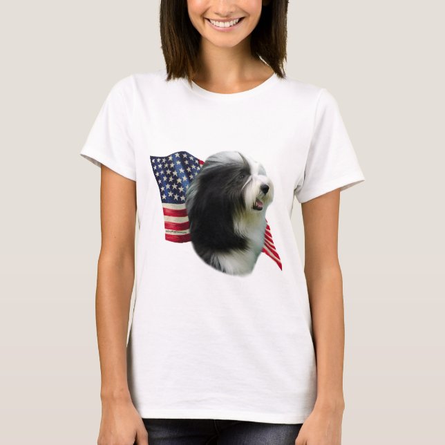 Bearded Collie Flagga Tee (Framsida)