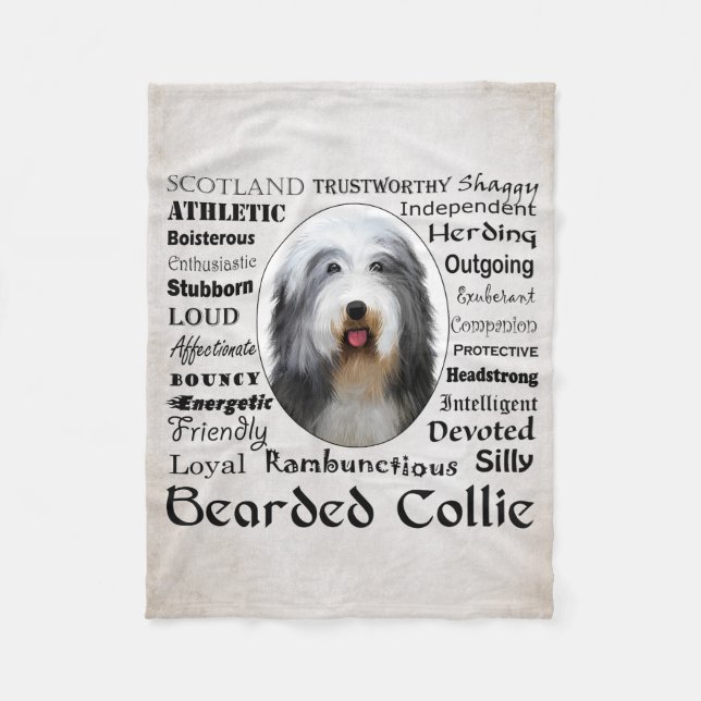 Bearded Collie Fleece Blanket (Framsidan)