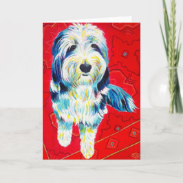 Bearded Collie Greeting Card, kuvert medföljer Kort