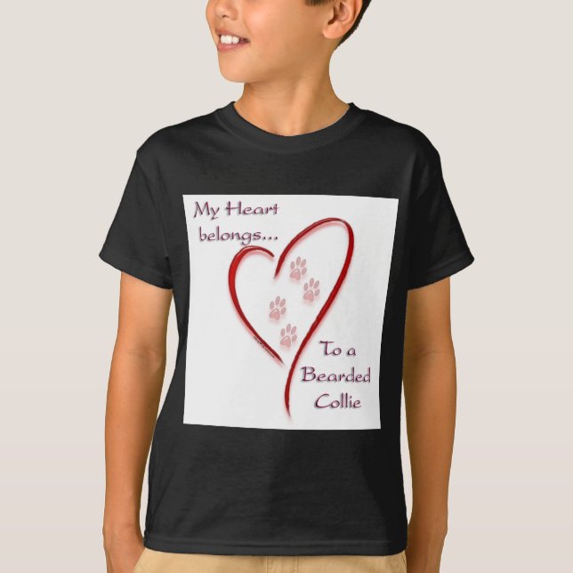 Bearded Collie Heart-Tillhör Tee (Framsida)