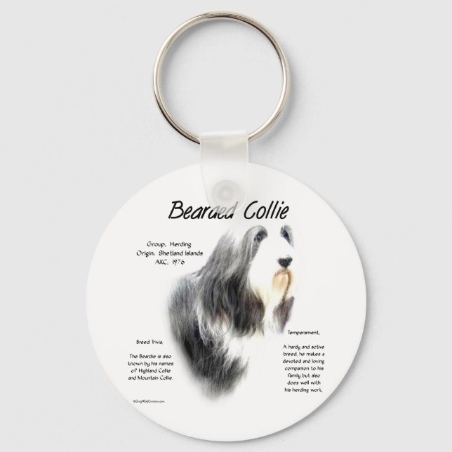 Bearded Collie History; Kärlek Bearded Collies Nyckelring (Framsida)