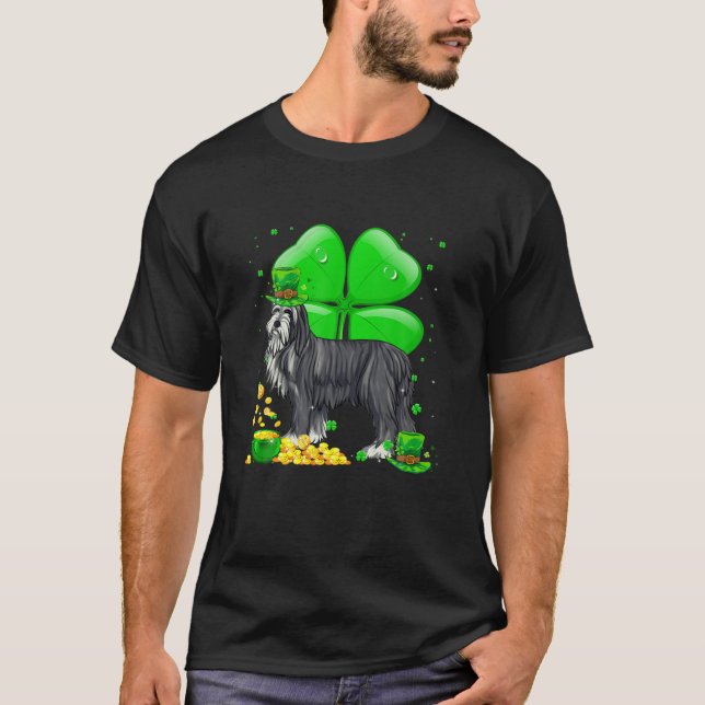 Bearded Collie Hund Lucky Charm St. Patrick's Day  T Shirt (Framsida)