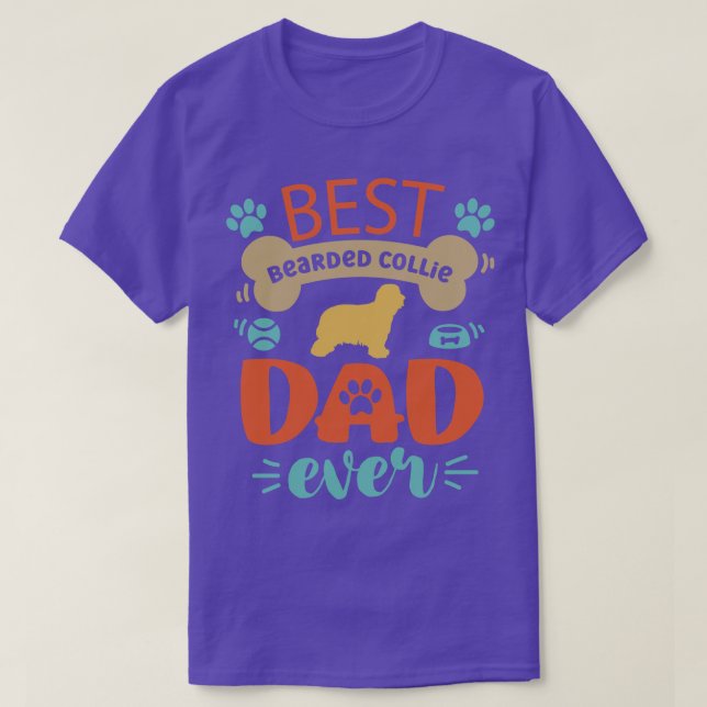 Bearded Collie Hund Pappa T Shirt (Design framsida)