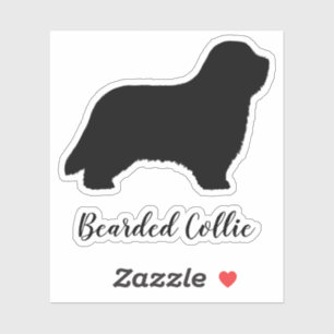 Bearded Collie Hund Silhouette Vinyl Sticker Klistermärken