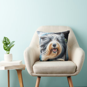 Bearded Collie in bil Window Kudde