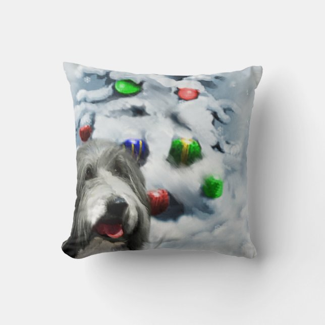 Bearded Collie-jul Kudde (Framsida)