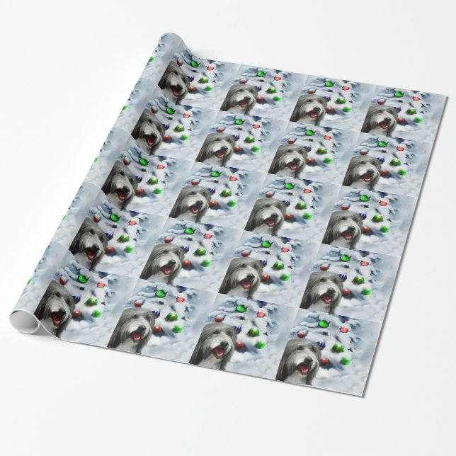 Bearded Collie-jul Presentpapper (Utrullad)