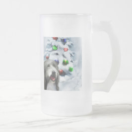 Bearded Collie-julklappar Frostat Ölglas