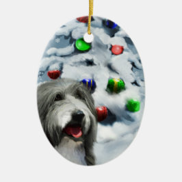 Bearded Collie-julklappar Ornament