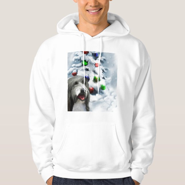 Bearded Collie-julklappar Sweatshirt Med Luva (Framsida)