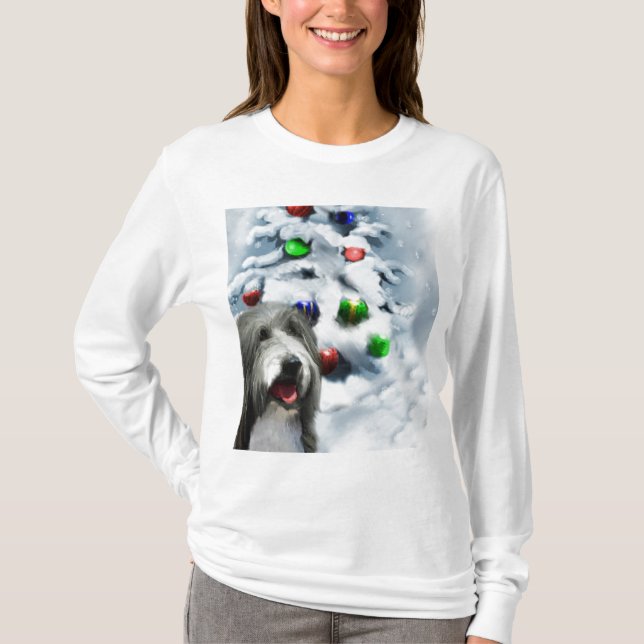Bearded Collie-julklappar T-shirt (Framsida)