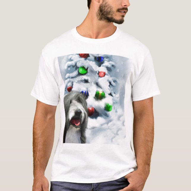 Bearded Collie-julklappar Tee Shirt (Framsida)