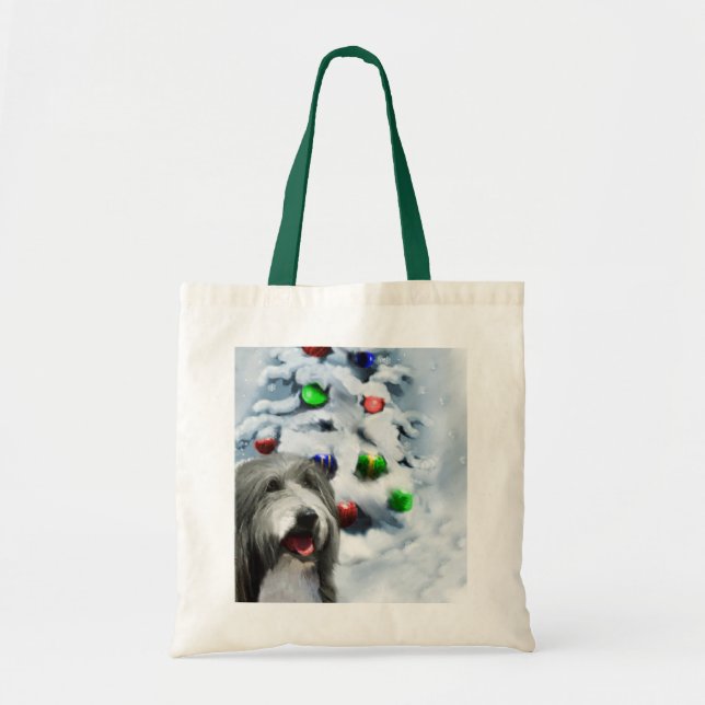 Bearded Collie-julklappar Tygkasse (Framsidan)