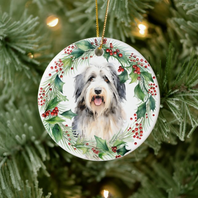 Bearded Collie Julkrans Jul Julgransprydnad Keramik (Träd)