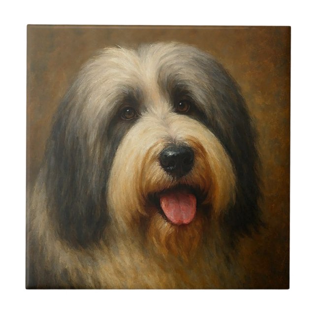 Bearded Collie Kakelplatta (Framsidan)