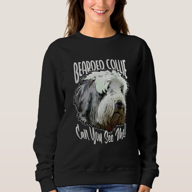 Bearded Collie Kan du se mig  Beardie Hund T Shirt (Framsida)