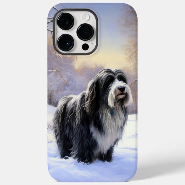 Bearded Collie Låt det snö jul  (Baksida)