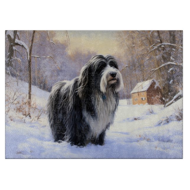 Bearded Collie Låt Det Snöa Jul  (Framsidan)