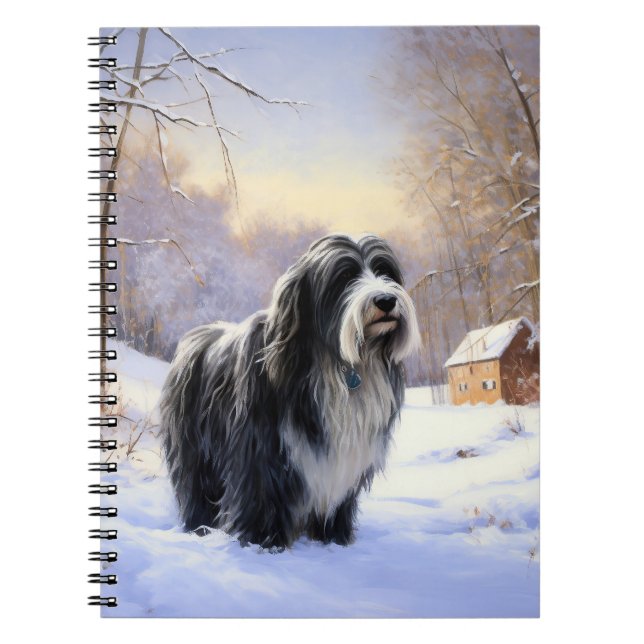 Bearded Collie Låt det snöa jul Anteckningsbok (Framsidan)