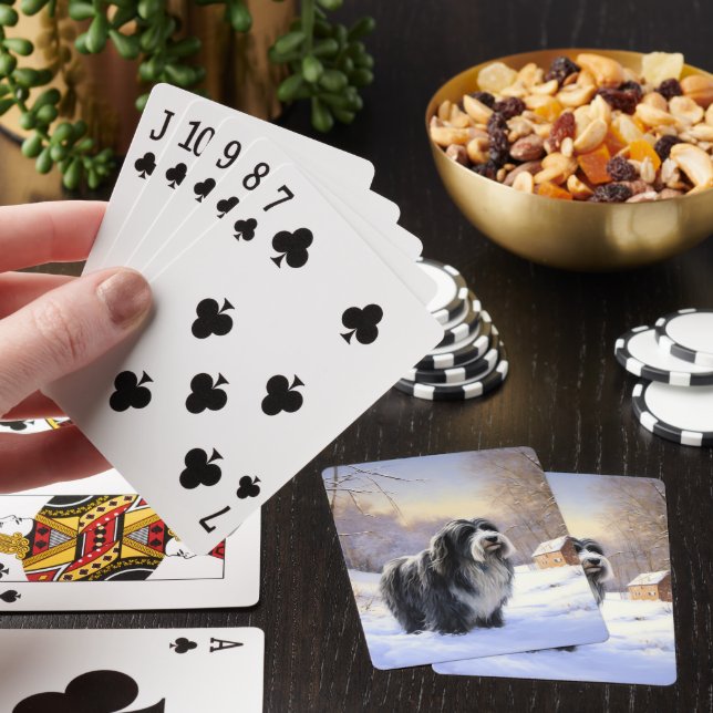 Bearded Collie Låt det snöa jul Casinokort (På plats)