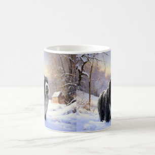 Bearded Collie Låt det snöa jul Kaffemugg