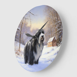 Bearded Collie Låt det snöa jul Stor Klocka