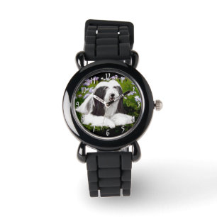 Bearded Collie-målning - Söt originell hundkonst Armbandsur