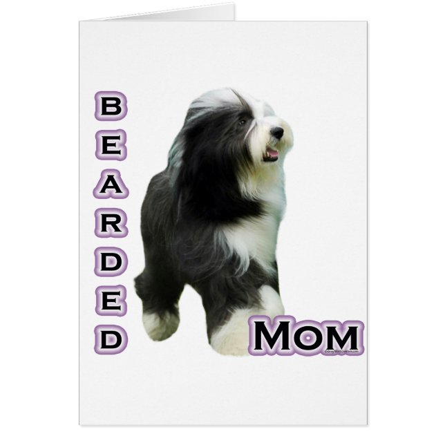 Bearded Collie Mamma 4 Hälsningskort (Framsidan)