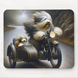 Bearded Collie Motorcycle with Sidecar Musmatta