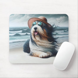 Bearded Collie på stranden Musmatta