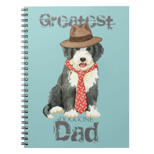 Bearded Collie Pappa Anteckningsbok Med Spiral (Framsidan)