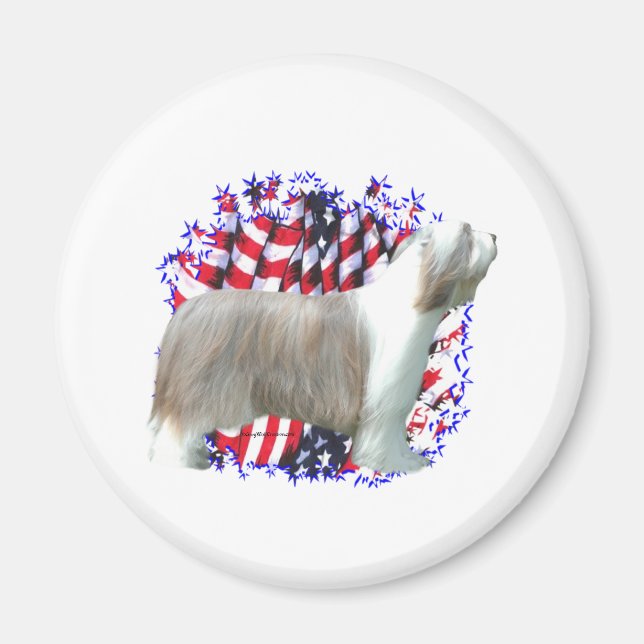 Bearded Collie Patriot Magnet (Framsidan)