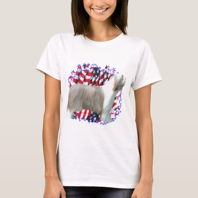 Bearded Collie Patriot Tee Shirt (Framsida)