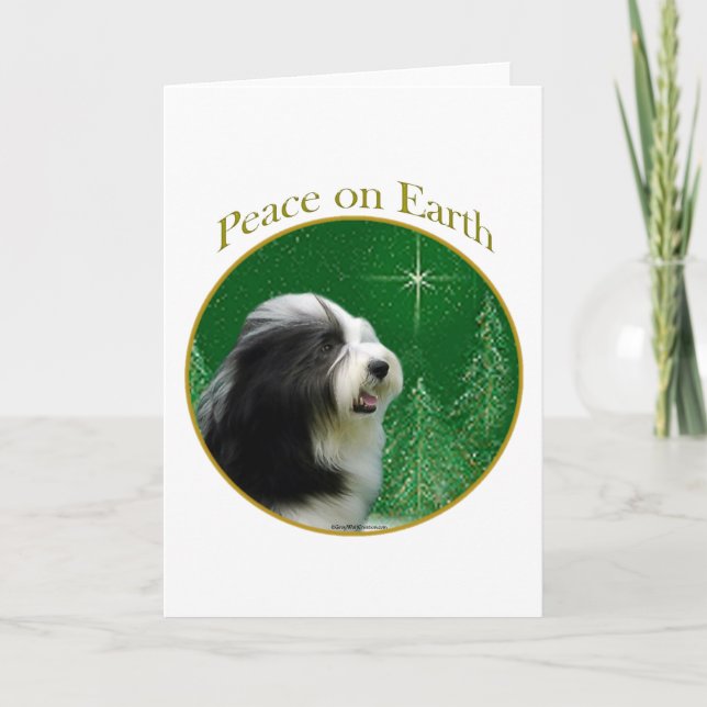 Bearded Collie Peace Helgkort (Framsida)