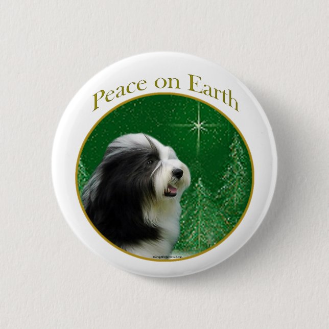 Bearded Collie Peace Knapp (Framsida)