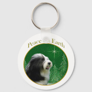 Bearded Collie Peace Nyckelring