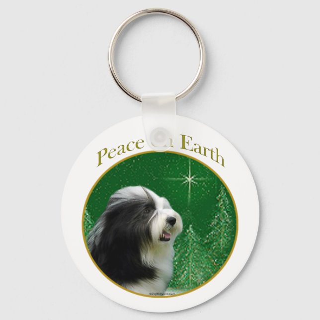 Bearded Collie Peace Nyckelring (Framsida)