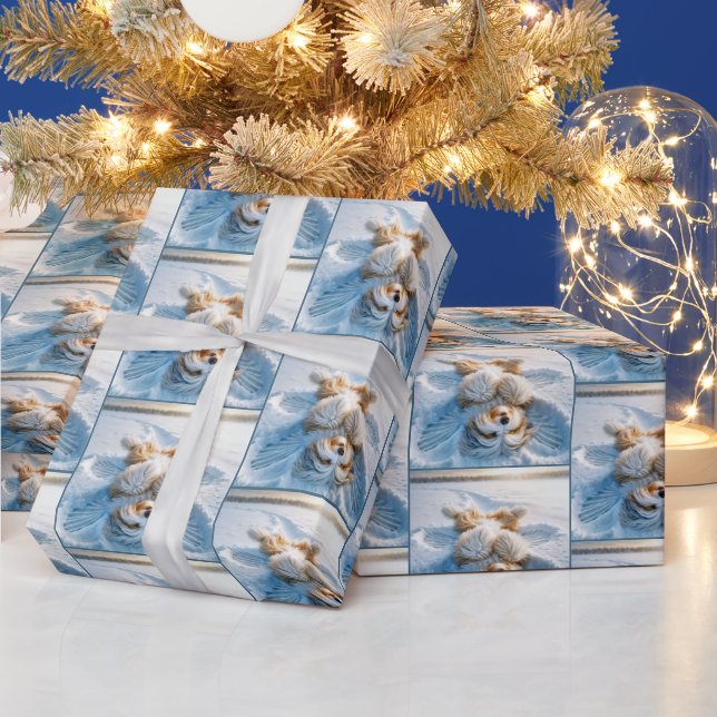 Bearded Collie Skapar en Snö Angel Presentpapper (Helgdagar)