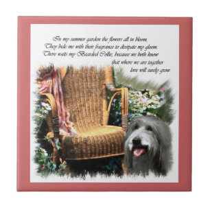 Bearded Collie Summer Garden Kakelplatta