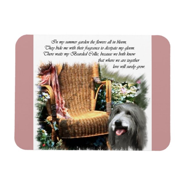 Bearded Collie Summer Garden Magnet (Horisontell)