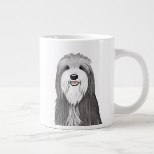 Bearded Collie Tecknad hund Cute Djurälskares Jumbo Mugg