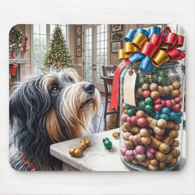 Bearded Collie Tittar vid Hund Musmatta (Framsidan)