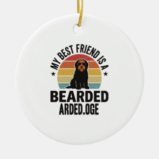 Bearded Collie Vintage-solnedgång Hundälskare Desi Julgransprydnad Keramik
