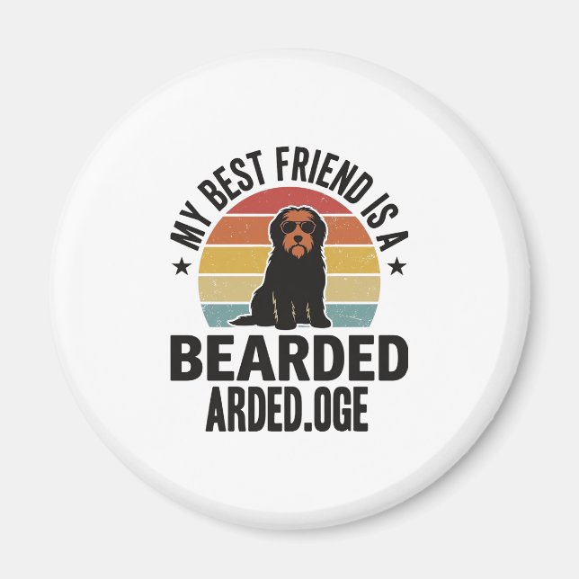 Bearded Collie Vintage Sunset Hundälskare Design_1 Magnet (Framsidan)