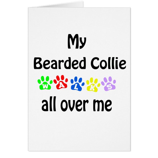 Bearded Collie Walks Design Hälsningskort (Framsidan)