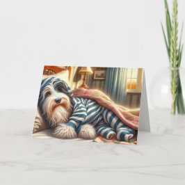 Bearded Collie Wearing Pajamas Kort