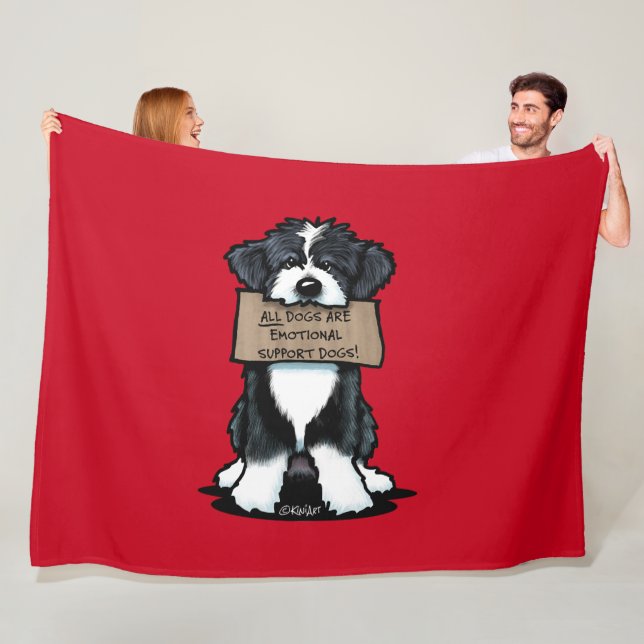 Bearded Collie with Sign Fleecefilt (På plats)