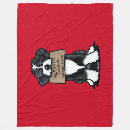 Bearded Collie with Sign Fleecefilt