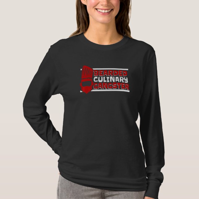 Bearded Culinary Gangster Chef De Cuisine Chef   T Shirt (Framsida)